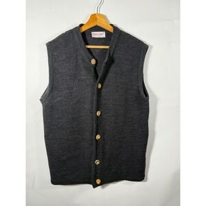 Original Steindl Mens Knit Vest Cardigan Style Charcoal Gray XL Button Front